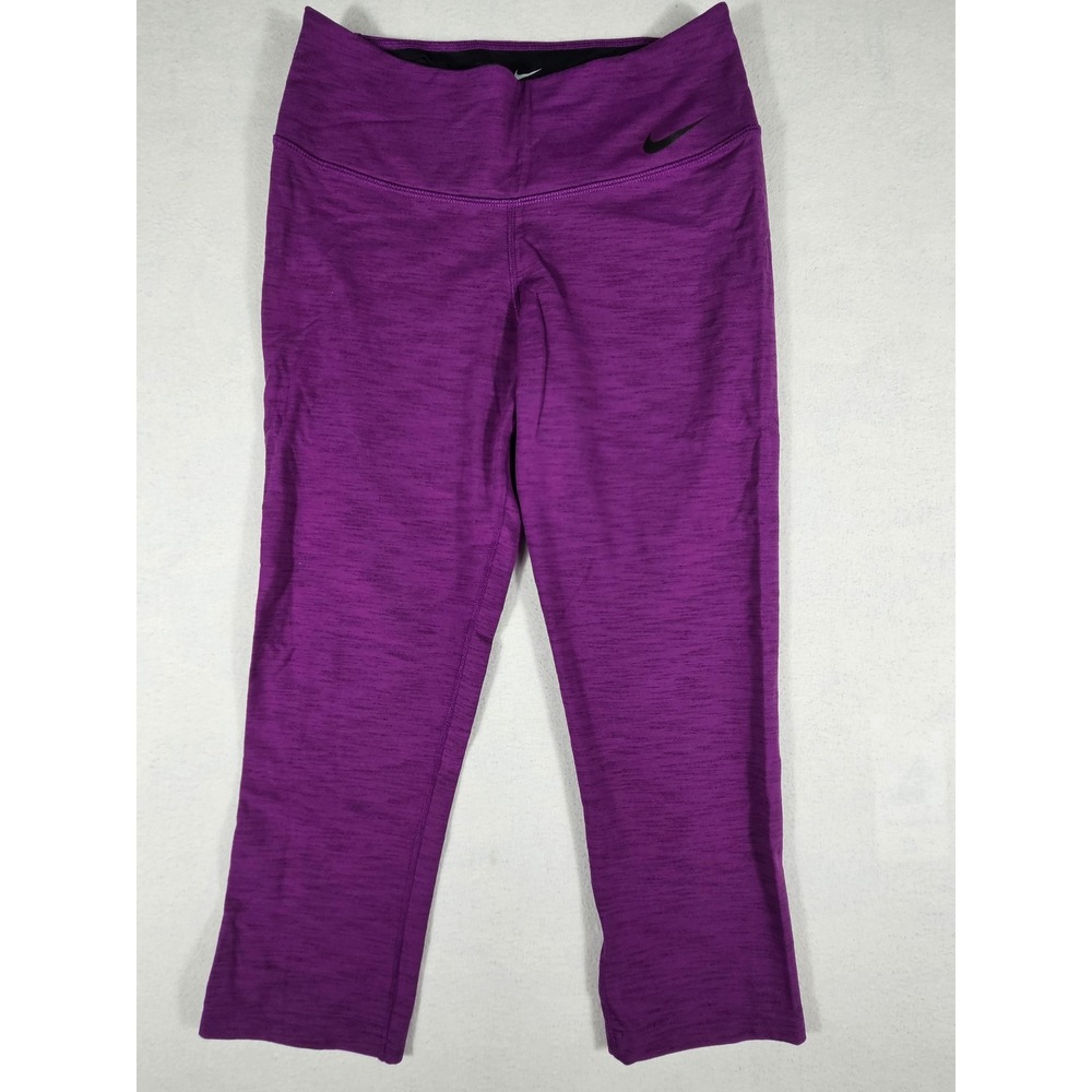 Nike Dri-FIT Womens Purple Space Dye Cropped Leggings Mid Rise Size‎ M Yoga Gym